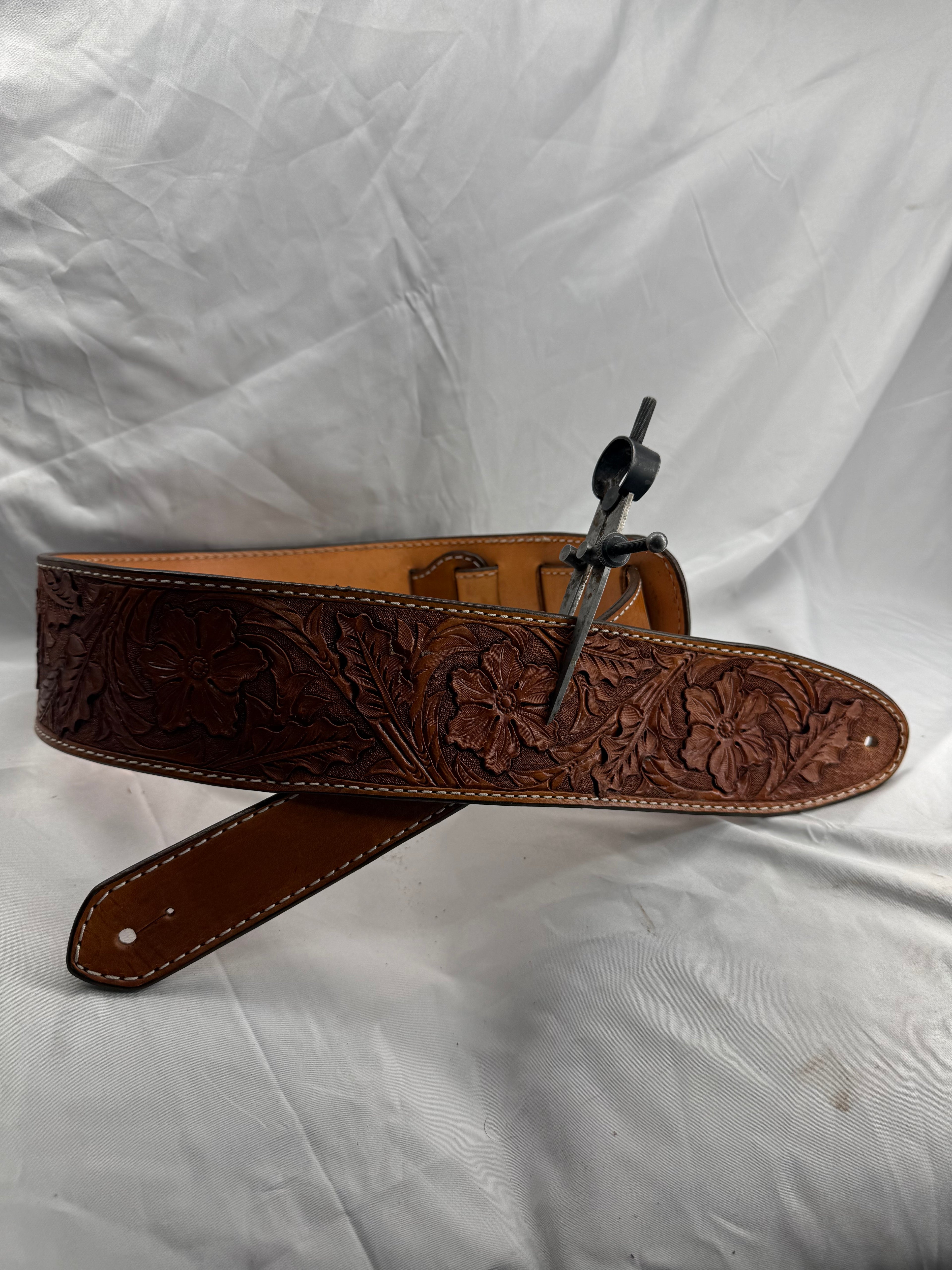 Hand Tooled Floral Guitar Strap