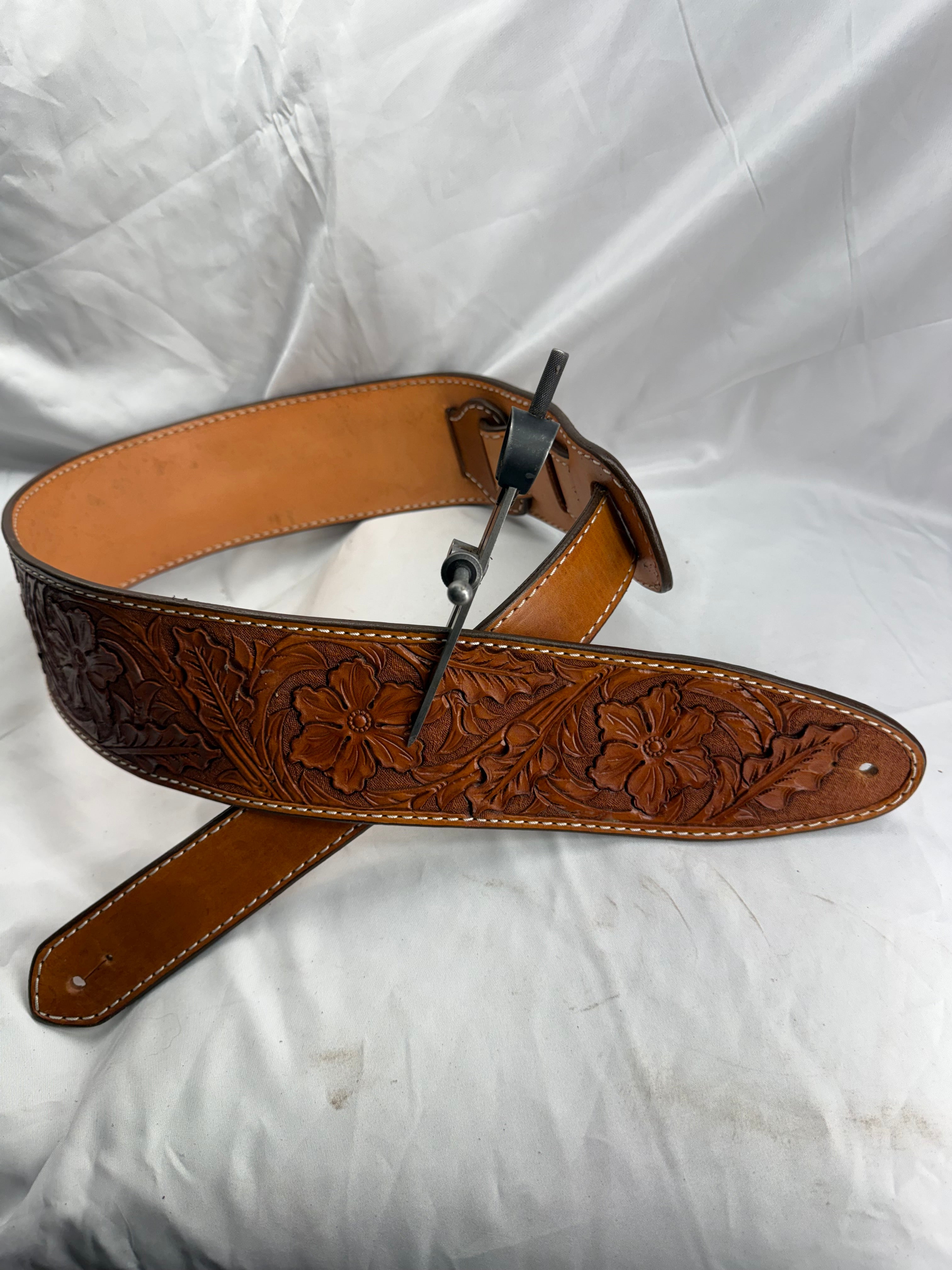 Hand Tooled Floral Guitar Strap