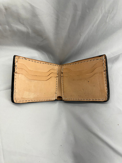 Bifold Leather Wallet Floral Two Tone Brown