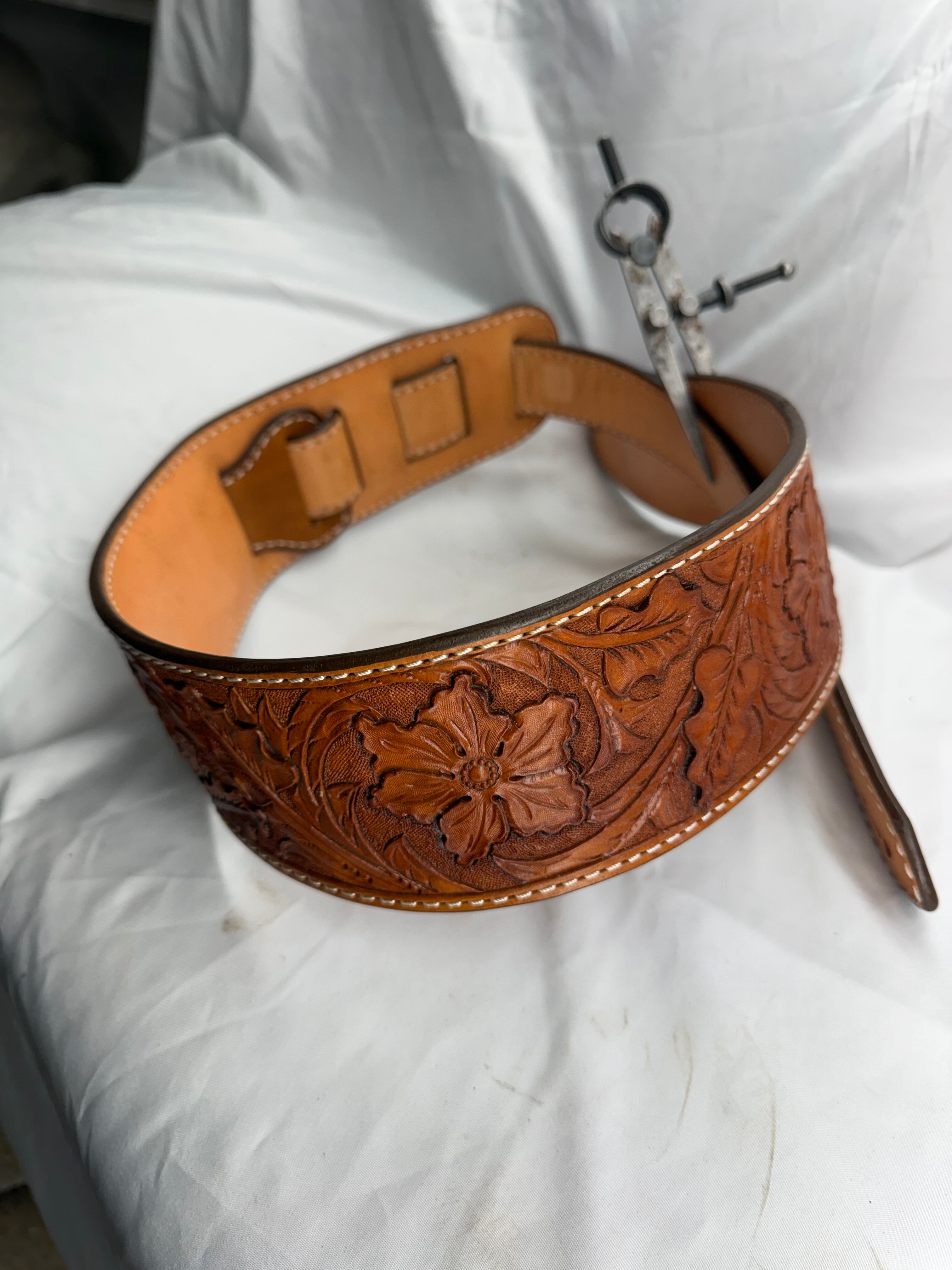 Hand Tooled Floral Guitar Strap